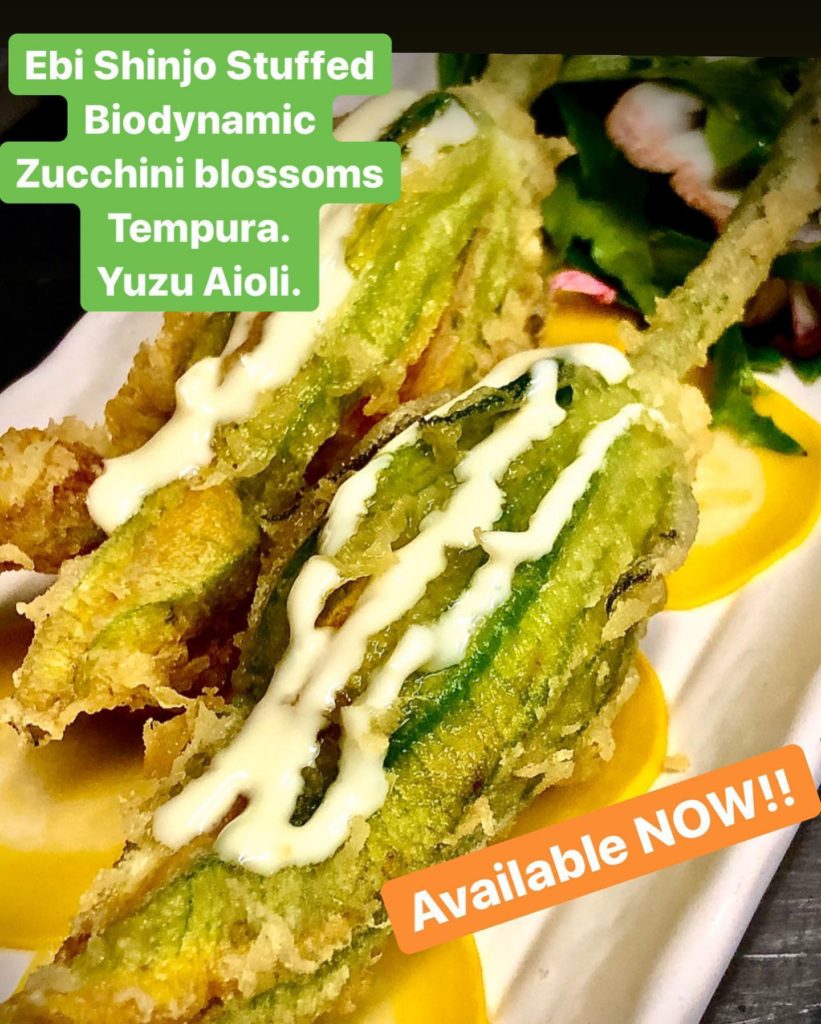 Ebi Shinjo Stuffed Biodynamic Zucchini Blossom Tempura